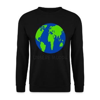 Klimaschutz Unsere Mudda Klimawandel - Unisex Pullover - Schwarz - Vorne - Alina (178cm) & Michal (187cm)
