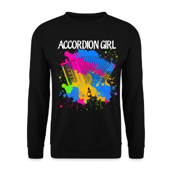 Akkordeon Girl Akkordeonist Zieharmonika - Unisex Pullover - Schwarz - Vorne - Alina (178cm) & Michal (187cm)