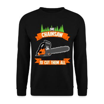 Chainsaw Chainsaws Saying Lumberjack - Unisex Sweatshirt - black - Front - Alina (178cm) & Michal (187cm)