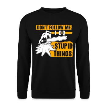 Chainsaw Chainsaws Joke Lumberjack - Unisex Sweatshirt - black - Front - Alina (178cm) & Michal (187cm)