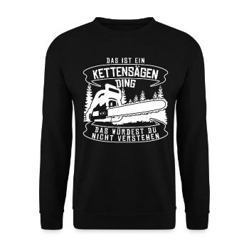 Kettensäge Motorsäge Kettensägen - Unisex Pullover - Schwarz - Vorne - Alina (178cm) & Michal (187cm)
