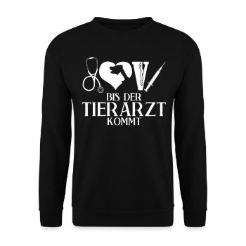 Tierarzt Tierärztin Witz Tierarztpraxis - Unisex Pullover - Schwarz - Vorne - Alina (178cm) & Michal (187cm)