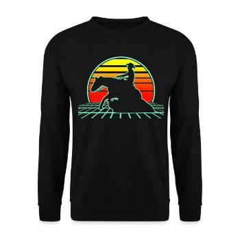 Reining Rider Retro Horse Western Riding - Sweat-shirt Unisexe - noir - Devant - Alina (178cm) & Michal (187cm)