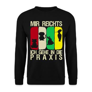 Tierarzt Tierärztin Retro Tierarztpraxis - Unisex Pullover - Schwarz - Vorne - Alina (178cm) & Michal (187cm)