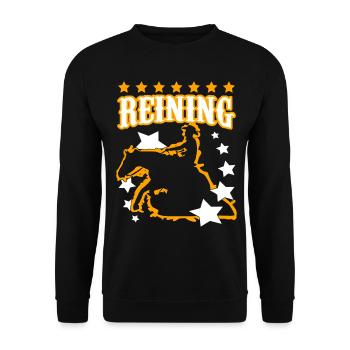 Reining Westernreiten Sliding Horse - Unisex Pullover - Schwarz - Vorne - Alina (178cm) & Michal (187cm)