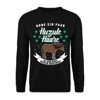 Huzule Reiter Pferd - Unisex Pullover - Schwarz - Vorne - Alina (178cm) & Michal (187cm)