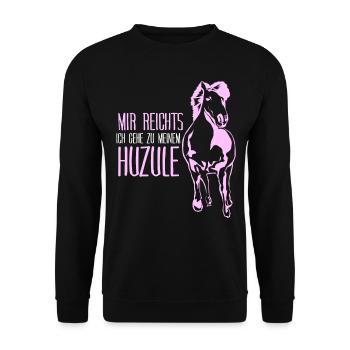 Huzule Spruch mit Pferd - Unisex Pullover - Schwarz - Vorne - Alina (178cm) & Michal (187cm)
