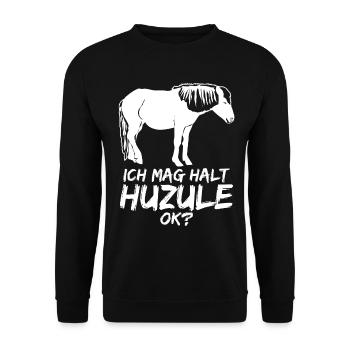 Huzule Pferd Reiter Reiten - Unisex Pullover - Schwarz - Vorne - Alina (178cm) & Michal (187cm)