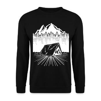 Outdoor Zelt Zelten Wandern Klettern - Unisex Pullover - Schwarz - Vorne - Alina (178cm) & Michal (187cm)