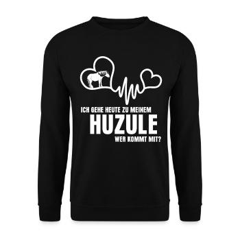 Huzule Reiter Pferd - Unisex Pullover - Schwarz - Vorne - Alina (178cm) & Michal (187cm)