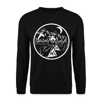 Mountain Sports Hiking Moon Forest Camping - Unisex Sweatshirt - black - Front - Alina (178cm) & Michal (187cm)