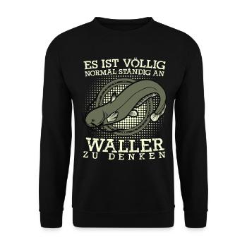 Angler Waller Angeln Fischen Fischer - Unisex Pullover - Schwarz - Vorne - Alina (178cm) & Michal (187cm)