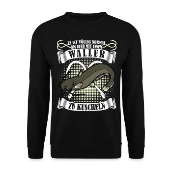 Angeln Waller Angler Fischen Fischer - Unisex Pullover - Schwarz - Vorne - Alina (178cm) & Michal (187cm)
