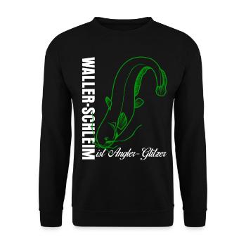 Angler Waller Fischen Fischer Angeln - Unisex Pullover - Schwarz - Vorne - Alina (178cm) & Michal (187cm)