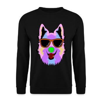 Berger blanc avec lunettes de soleil - Sweat-shirt Unisexe - noir - Devant - Alina (178cm) & Michal (187cm)
