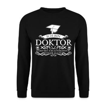 Doktortitel Promotion Doktorarbeit - Unisex Pullover - Schwarz - Vorne - Alina (178cm) & Michal (187cm)