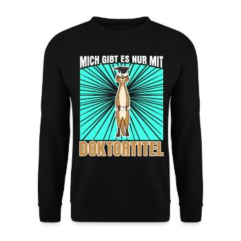 Doktortitel Erdmännchen Doktorarbeit - Unisex Pullover - Schwarz - Vorne - Alina (178cm) & Michal (187cm)