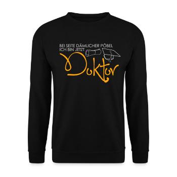 Doktortitel Doktorprüfung Doktorarbeit - Unisex Pullover - Schwarz - Vorne - Alina (178cm) & Michal (187cm)