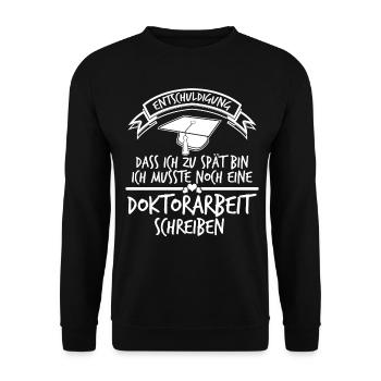Doktortitel Doktorarbeit Doktorhut - Unisex Pullover - Schwarz - Vorne - Alina (178cm) & Michal (187cm)
