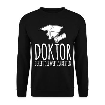 Doktortitel Doktorhut Doktorarbeit - Unisex Pullover - Schwarz - Vorne - Alina (178cm) & Michal (187cm)