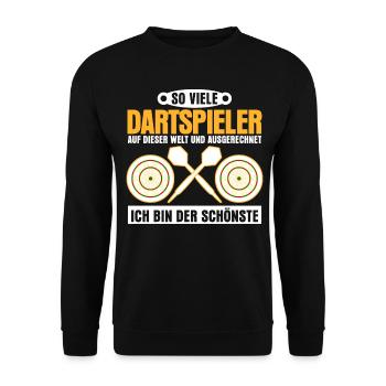 Darts Dartpfeil Dartscheibe Dartspieler - Unisex Pullover - Schwarz - Vorne - Alina (178cm) & Michal (187cm)