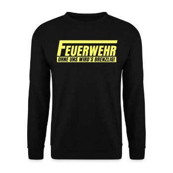 Jugendfeuerwehr Berufsfeuerwehr - Unisex Pullover - Schwarz - Vorne - Alina (178cm) & Michal (187cm)