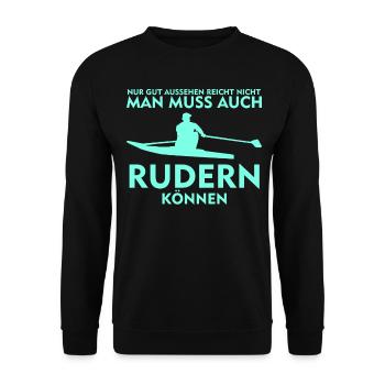 Rudern Ruderer Ruderboot Kanu Rudersport - Unisex Pullover - Schwarz - Vorne - Alina (178cm) & Michal (187cm)
