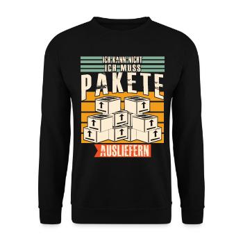Paketzusteller Paketdienst Paketbote - Unisex Pullover - Schwarz - Vorne - Alina (178cm) & Michal (187cm)