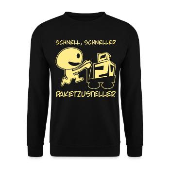 Paketzusteller Postbote Witz Paketbote - Unisex Pullover - Schwarz - Vorne - Alina (178cm) & Michal (187cm)