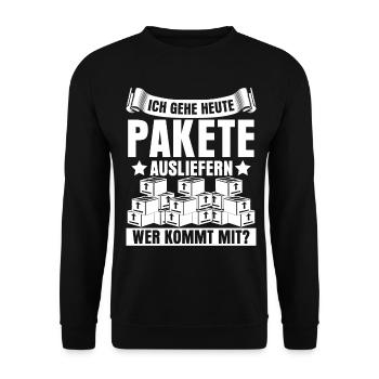 Paketzusteller Postbote Pakete Paketbote - Unisex Pullover - Schwarz - Vorne - Alina (178cm) & Michal (187cm)