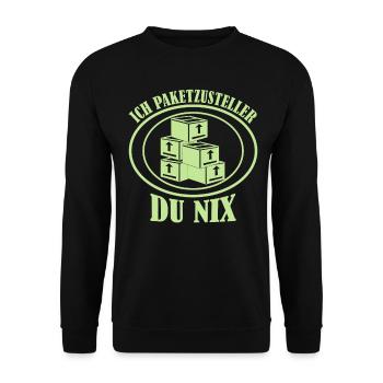 Paketzusteller Pakete Paket Paketbote - Unisex Pullover - Schwarz - Vorne - Alina (178cm) & Michal (187cm)