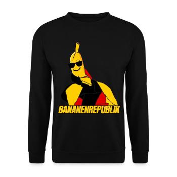 Deutschland Banane Bananenrepublik - Unisex Pullover - Schwarz - Vorne - Alina (178cm) & Michal (187cm)
