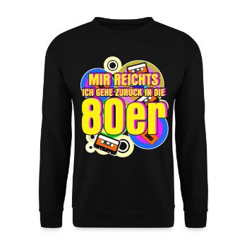 80er Jahre Retro 80s - Unisex Pullover - Schwarz - Vorne - Alina (178cm) & Michal (187cm)