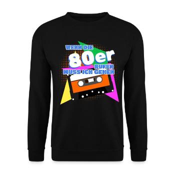 80s Disco 1980 80er Jahre - Unisex Pullover - Schwarz - Vorne - Alina (178cm) & Michal (187cm)