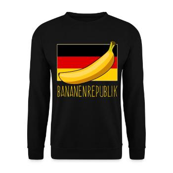 Bananenrepublik Flagge Deutschland - Unisex Pullover - Schwarz - Vorne - Alina (178cm) & Michal (187cm)