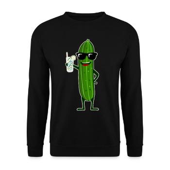 Gurke mit Cocktail Gurken - Unisex Pullover - Schwarz - Vorne - Alina (178cm) & Michal (187cm)