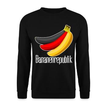 Bananenrepublik Deutschland Flagge - Unisex Pullover - Schwarz - Vorne - Alina (178cm) & Michal (187cm)