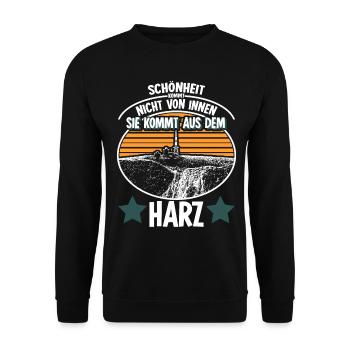 Harz Torfhaus Wandern Harzer Brocken - Unisex Pullover - Schwarz - Vorne - Alina (178cm) & Michal (187cm)