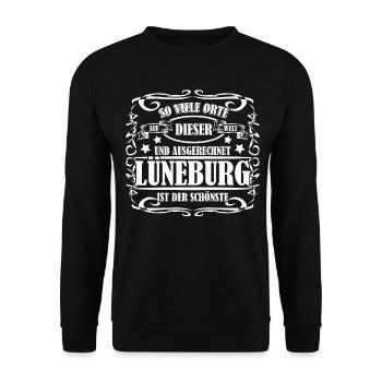 Lüneburg Ausflug Witz Lüneburger - Unisex Pullover - Schwarz - Vorne - Alina (178cm) & Michal (187cm)