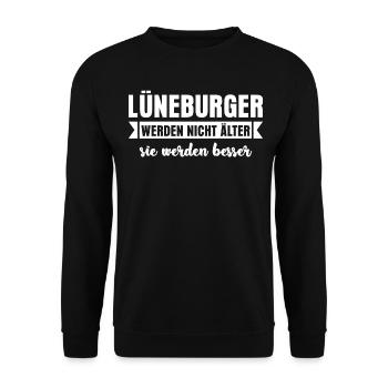 Lüneburg Witz Lüneburger - Unisex Pullover - Schwarz - Vorne - Alina (178cm) & Michal (187cm)