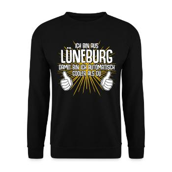 Lüneburg Spruch Lüneburger - Unisex Pullover - Schwarz - Vorne - Alina (178cm) & Michal (187cm)