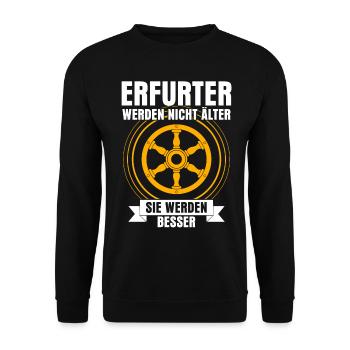 Erfurter Spruch Erfurt - Unisex Pullover - Schwarz - Vorne - Alina (178cm) & Michal (187cm)