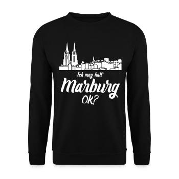 Marburger Ich mag Marburg - Unisex Pullover - Schwarz - Vorne - Alina (178cm) & Michal (187cm)