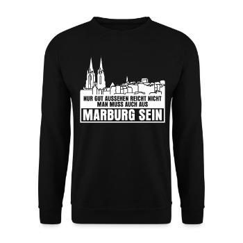 Marburg Spruch Witz Marburger - Unisex Pullover - Schwarz - Vorne - Alina (178cm) & Michal (187cm)