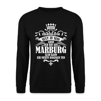 Marburg Witz Marburger - Unisex Pullover - Schwarz - Vorne - Alina (178cm) & Michal (187cm)
