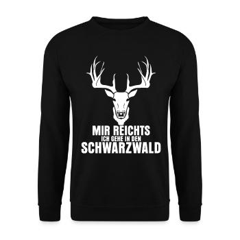 Schwarzwald Hirsch Geweih Bollenhut - Unisex Pullover - Schwarz - Vorne - Alina (178cm) & Michal (187cm)