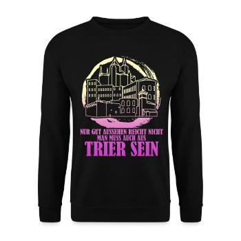Trier Stadt Trierer - Unisex Pullover - Schwarz - Vorne - Alina (178cm) & Michal (187cm)