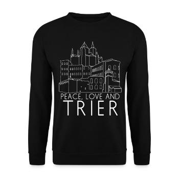 Trierer Witz Trier - Unisex Pullover - Schwarz - Vorne - Alina (178cm) & Michal (187cm)