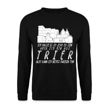 Trierer Spruch Trier - Unisex Pullover - Schwarz - Vorne - Alina (178cm) & Michal (187cm)