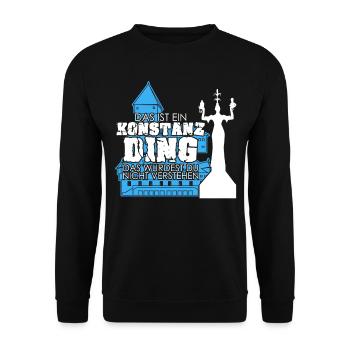 Konstanz Bodensee Spruch Konstanzer - Unisex Pullover - Schwarz - Vorne - Alina (178cm) & Michal (187cm)